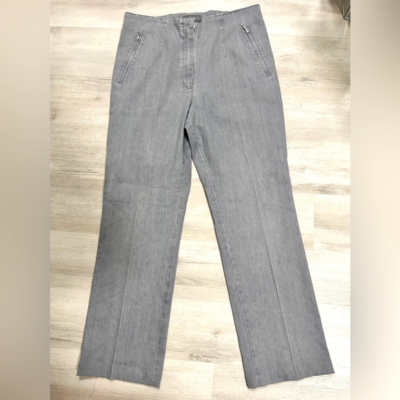 Vanilia Gray High Waist Straight Leg Zip Pocket Gray Wash Jeans Palazzo Italy 44 - Picture 1 of 6